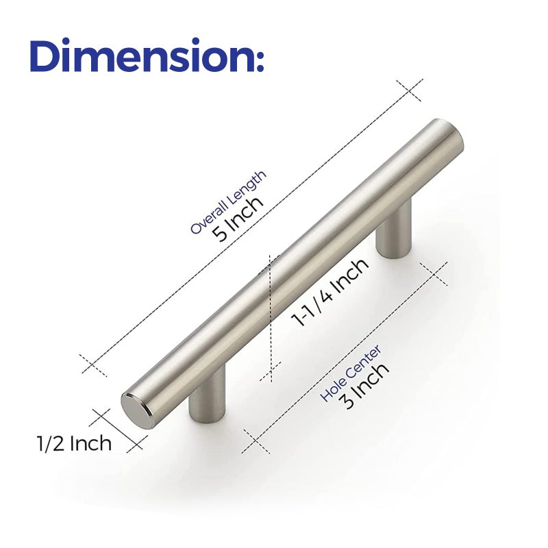 Ravinte 6 Pack 5 inch Kitchen Cabinet Handles Cabinet Pulls Brushed Nickel Stainless Steel Kitchen Drawer Pulls Cupboard Handles 3" Hole Center - Image 3